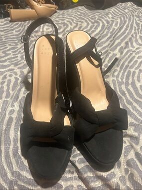 a new day Black Knotted Front Slingback Heels